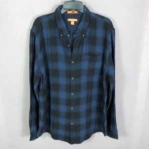 Joe Fresh Blue Plain Medium Weight Button Up Long Sleeve Shirt Sz XL